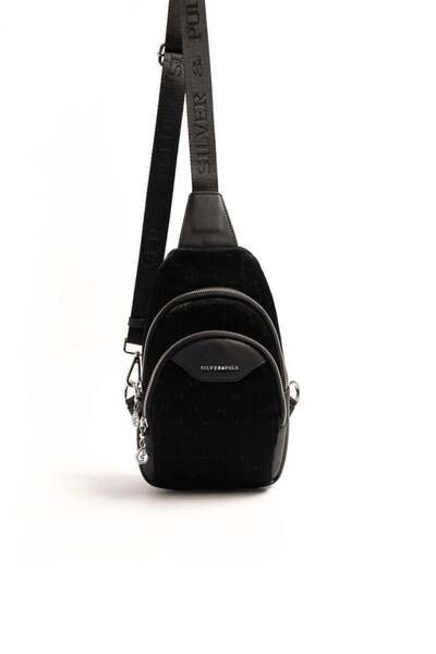 Silver Polo Schwarz - Schwarze Fashion Damen-Körpertasche SP959