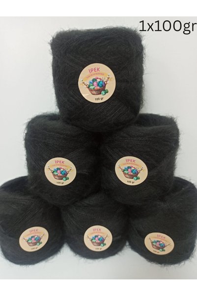İPEK YÜN İPLİK DÜNYASI Angora Örgü İpi (Canlı Siyah) 100gr