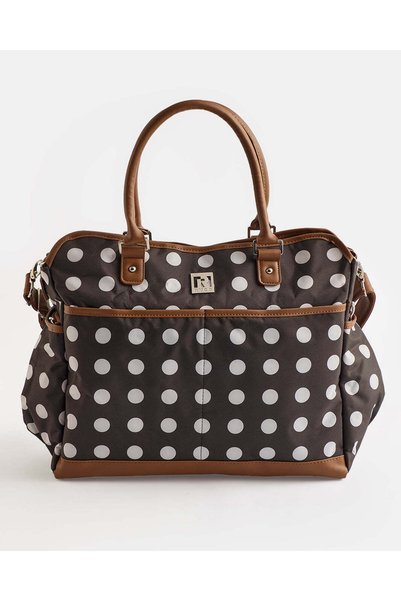 REDTAG Baby Brown And White Polka Dot Tote Bag