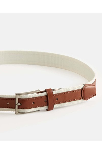 REDTAG Men Ivory And Brown Elastic Belt