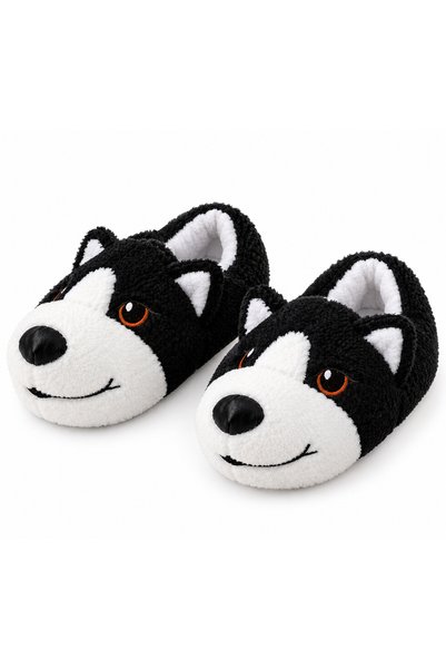 Dark Heel Women's Daily Dog Figured Silent Sole Plush Home Boots Non-Slip Winter Lightweight Cute Slippers