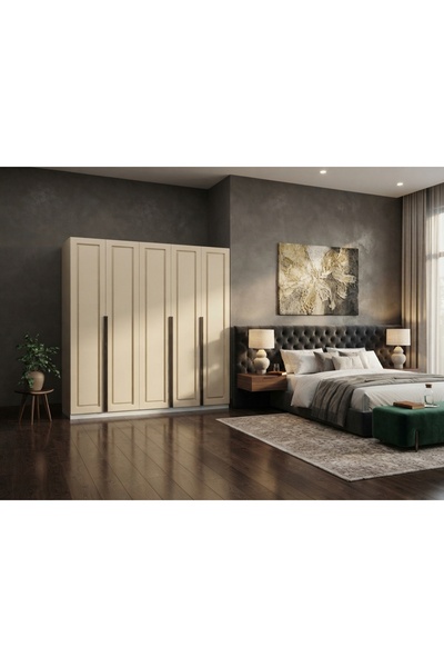 Dian Mobilya Komple MDF Gardrop 5 Kapılı 2 Çekmeceli