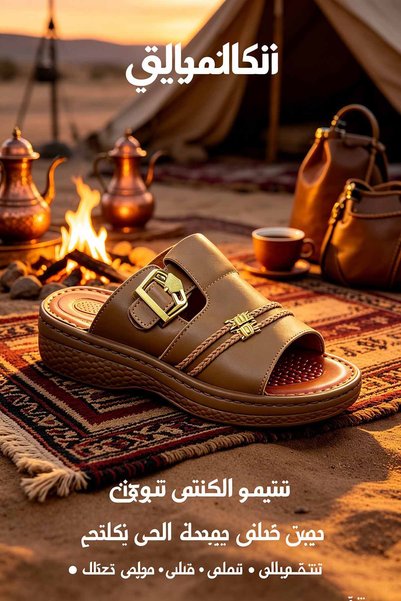 Desert Trend Hub صندل رجالي سعودي الصنع بحزام مضفر ونعل تدليك سميك