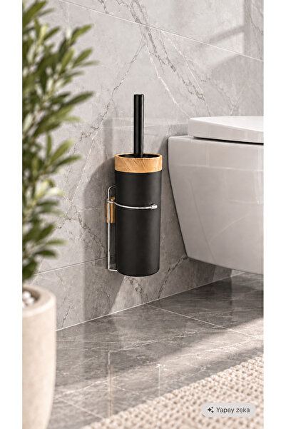 Hagen Wandmontierte Toilettenbürste aus Holz mit detaillierten Holzelementen ...