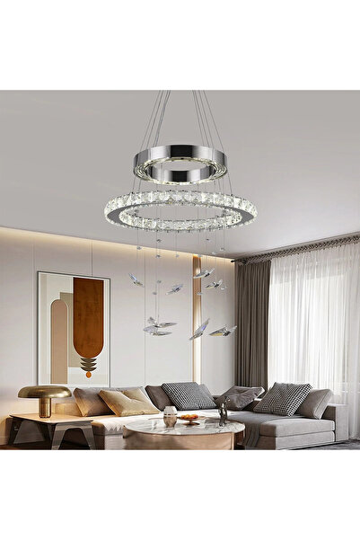 DIGITAL Merchandise Lustra LED suspendata cu telecomanda si cristal 36W, 2 Ce...