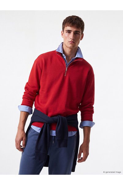 LC Waikiki Nevavm Red 3 Thread Flat Comfortable & Relax Men's Sweatshirt with...