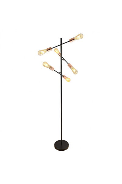 Klausen Candelabru drept KL107009, cu întrerupător, 6xE27, negru+cupru, IP20