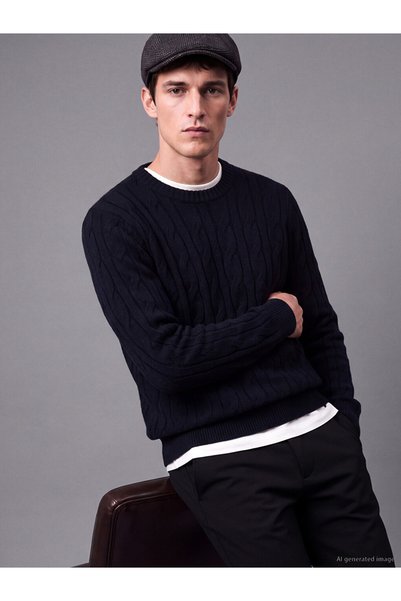 LC Waikiki I Zero Roba Collar Embroidered Men's Knitwear Sweater from Freezen...