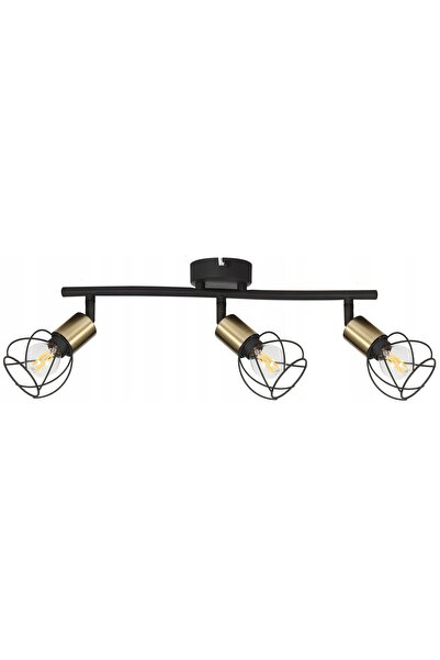 Reality Lampă de tavan tip bandă negru/auriu, abajur din sârmă Mahavi 841503-32