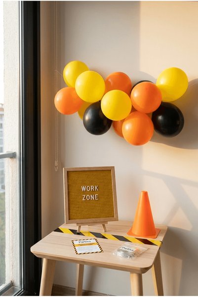 Partixa Construction Themed Birthday Decoration Mini Set Mustard Felt Writing...
