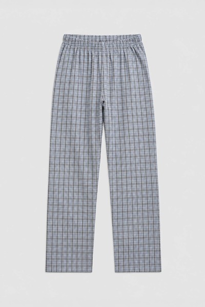 MARKAPIA Men's Plaid Pattern 100% Cotton Blue Pajama Bottoms