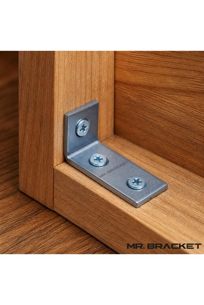 MR.BRACKET 10 ad. L Demir Gönye Köşebent 16x35x15mm- Mobilya Dolap Raf Masa Çekmece Köşe Sabitleme Birleştirme