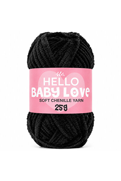 Hello Baby Love 25 Gr Fir de chenille 232 Negru – Fir moale de pluș pentru tr...