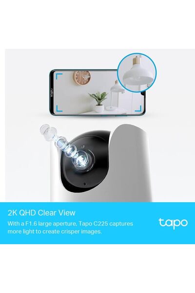 C225, 2K QHD Wi-Fi Güvenlik Kamerası, Yapay Zeka Desteği, Hareket Tespit ve Takibi, 360°, Renkli Gec