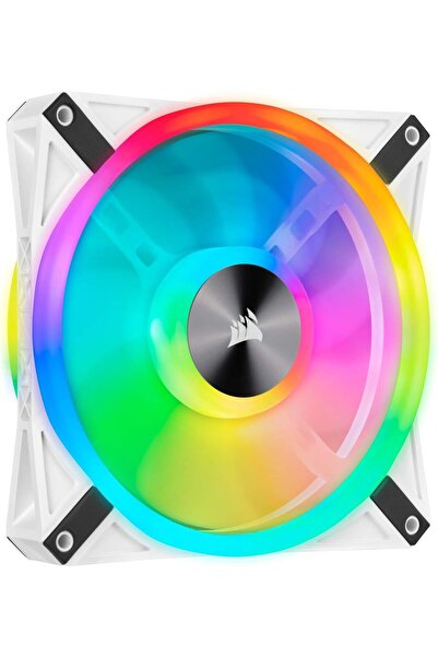StepCo iCUE QL140 RGB, 140 mm x 25mm RGB LED PWM Fan (Maksimum hız 1250 RPM'ye kadar)- tek ünite, Beyaz