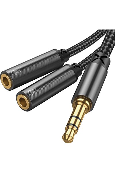 SY-A04 Headphone Male to 2-Female Y-splitter Audio Cable 0.2M - Black