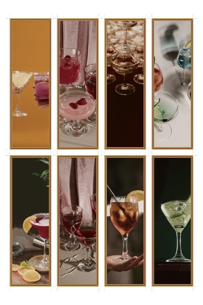 OEM Semne de Carte Set de 8, Tematica Pahare de Cocktail, Design Elegant, Car...