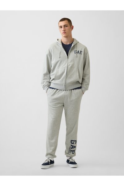 GAP Erkek Gri Relaxed Logo Fransız Havlu Kumaş Jogger Eşofman Altı