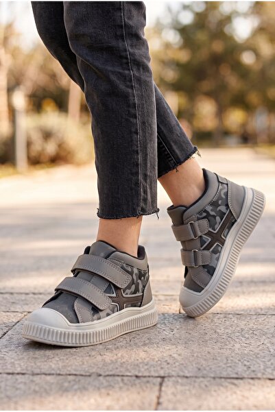 Moda Lime Unisex Παιδικά Παπούτσια Sneaker με Μοτίβο Καμουφλάζ και Αντιολισθη...