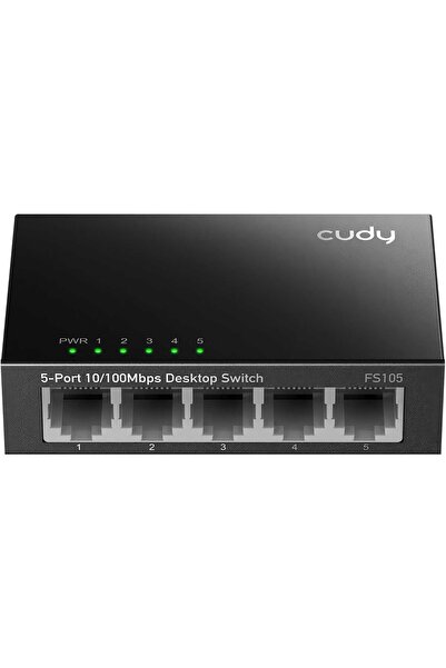StepCo FS105 5-Port 10/100Mbps Metal Kasa Masaüstü Switch, Tak ve Çalıştır, Duvara Monte Edilebilir Tasarım