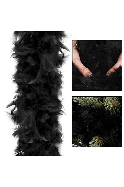 unbranded Ghirlanda pentru decor sau bradul de Craciun, model puf si pene, negru, 180cm