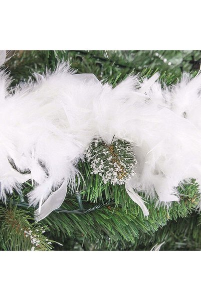 unbranded Ghirlanda pentru decor sau bradul de Craciun, model puf si pene, alba, 180cm
