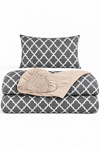 İQON Elastic Sheet Duvet Cover Set Single Size Ptk Gri Outlet