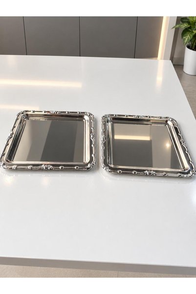 Genel Markalar 2 adet çelik kare gümüş renk gümüş plastik çerçeveli söz,nişan...