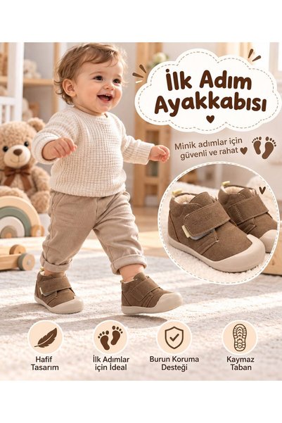 MÜJERİL'S Momy First Step Children's Shoes with Velcro Toe Protection and Non...