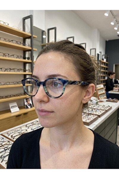 MERISU Mavi -Yeşil Desenli Unisex Gözlük – Optik Cam Değişimine Uygun 48 ☐ 22...