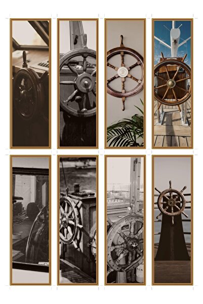OEM Set of 8 Ship Wheel Themed Bookmarks, Nautical Design, Premium Paper