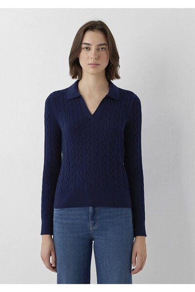 Mavi Polo collar knitwear dark navy blue