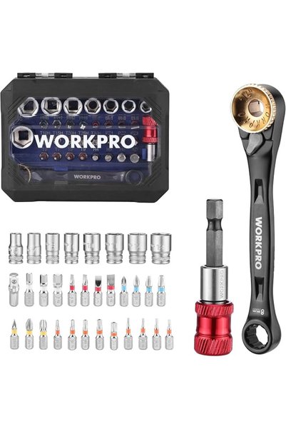 Workpro 34-Piece Mini Ratchet Wrench & Bit Set