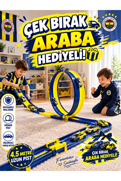 Go Track Çek-Bırak Araba Hediyeli Sarı-Lacivert Renk Esnek Yarış Pisti 4,5 Mt