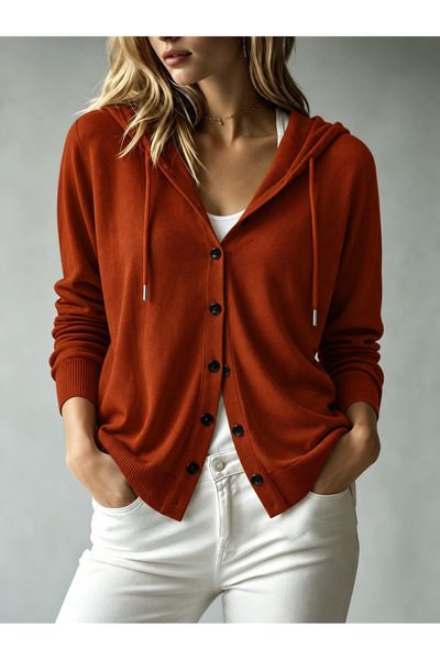 JANES Women's Long Sleeve Hooded Lace-Up Front Buttoned Strawberry Jacket