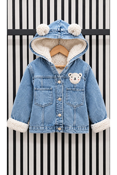 KOKOŞ BEBEK Children's Hooded Welsoft Plush Lined Washable Denim Coat - 4/12 ...