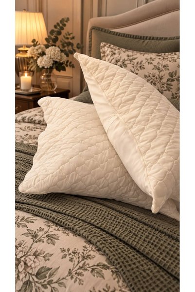 AHSEN TASARIM Corner Detail 2-Piece Quilted Pillowcase 50X70 Decorative Soft Textured Covered Pillowcase