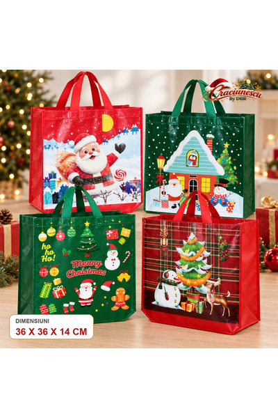 Craciunescu By DBR Sacosa Cadou de Craciun 36 x 36 x 14 cm, Design Festiv -