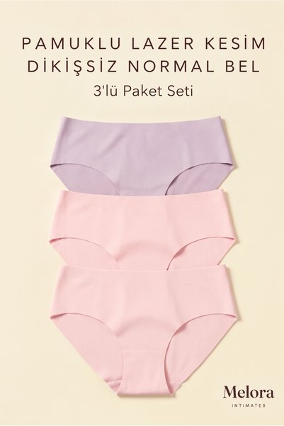 Melora Intimates Pamuklu Lazer Kesim 3lü Normal Kadın Külot