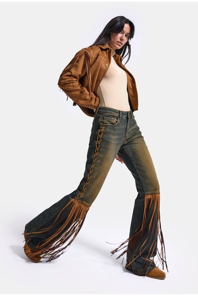 it's basic Blugi de damă 2w6-85 Flare Fit cu design special din denim