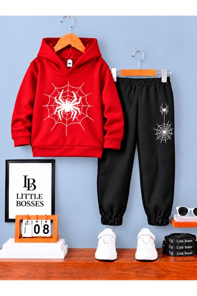LB little bosses طقم رياضي شتوي للأطفال للجنسين (العنكبوت والشبكة)