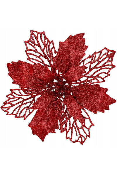 unbranded Set 10 ornamente pentru bradul de Craciun, stea Poinsettia, 16cm, v...