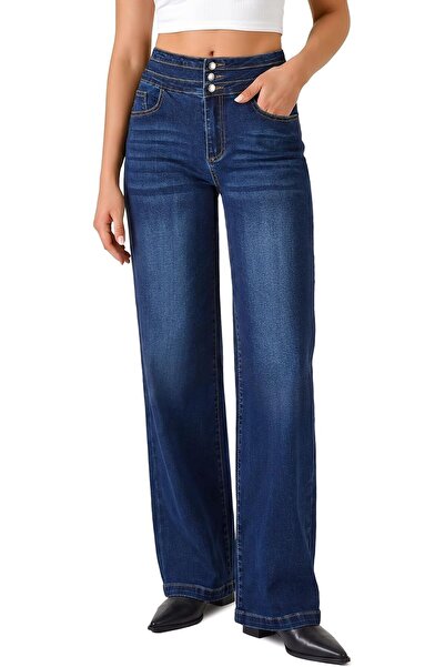 GENERAL roswear Women's Wide Leg Jeans Casual High Waisted Stretch Baggy Loos...