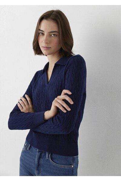 Mavi Polo collar knitwear dark navy blue
