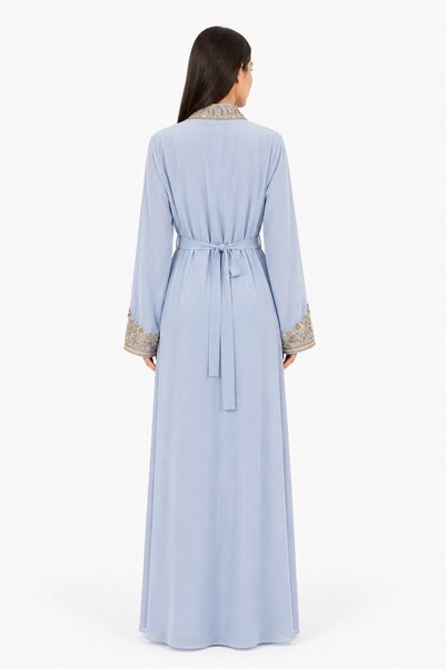 MOHAMED ZAHABI Women's Long Caftan with Shiny Stones and Pearl Work, Model 12