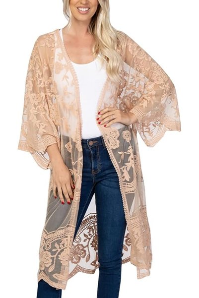 YouKD Women's Lace Cardigan See Through Dress Boho Long Kimono Beach Swimsuit...