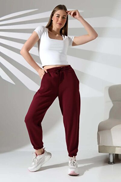 ModaPlaza Pantaloni de trening pentru femei, cu 3 șnururi, buzunare și tiv el...
