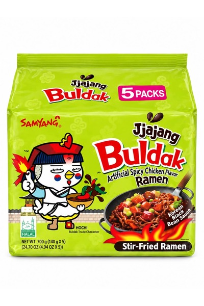 samyang buldak Ramen Noodle Kore : Jjajang Hot Chicken (5-Pack)Halal