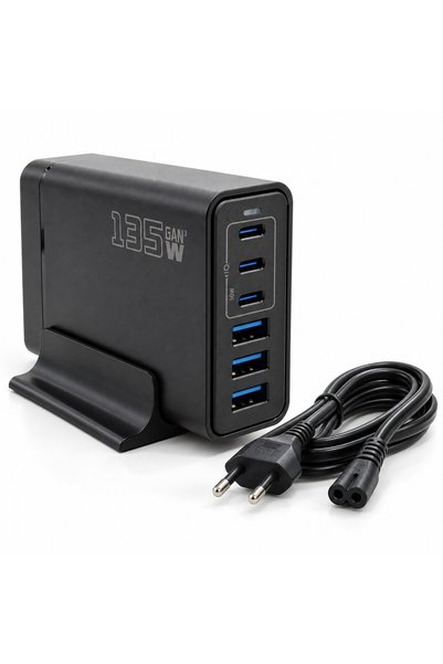 Kulstern Încărcător de birou Kulstern® GaN III 135W, 3× USB-C + 3× USB-A, com...