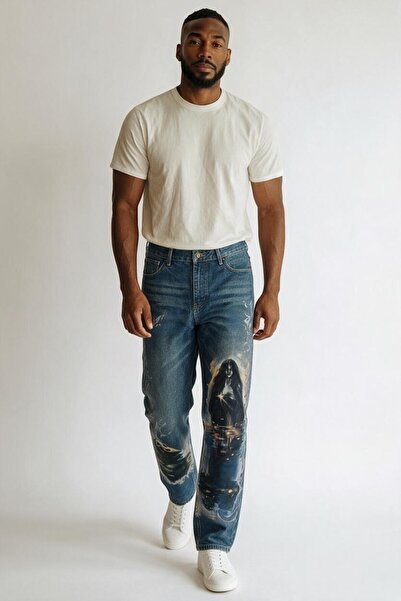Urban Collection Pantaloni din denim imprimați Urbancollection